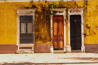 Closed door of old building