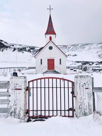 Church against sky during winter