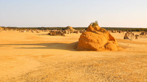 View of desert against clear sky