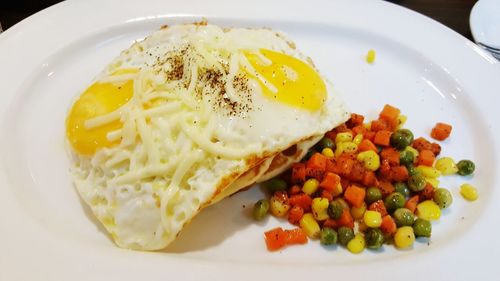 Close-up of served food in plate