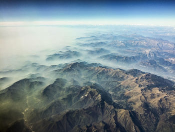 Aerial view of mountain range