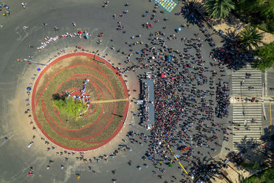 High angle view of city street