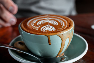 Close-up of cappuccino