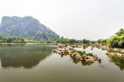Reflection of trees in lake
