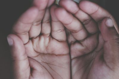 Close-up of hand cupped