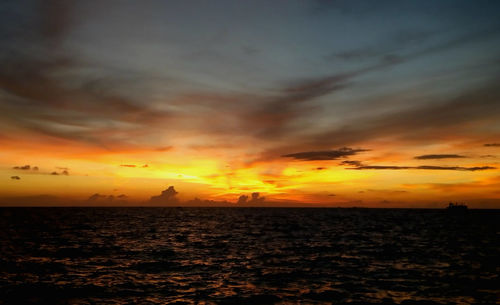 Scenic view of sea at sunset