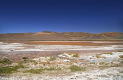 Scenic view of desert against clear sky