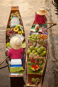 Various fruits on display at market stall