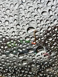 Full frame shot of wet car window