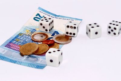 Close-up of objects over white background