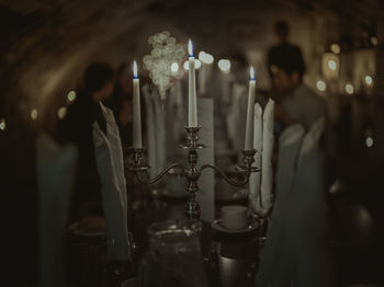 Burning candles in temple