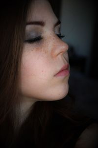 Close-up portrait of a beautiful young woman