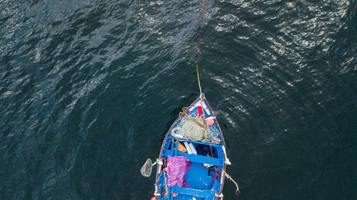 High angle view of boat in sea