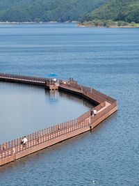 High angle view of bridge over sea