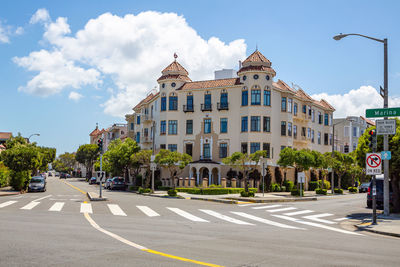 View of city street against sky