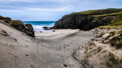 Scenic view of beach against sky