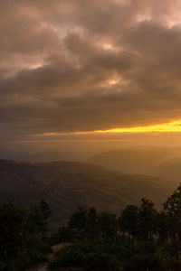 Scenic view of landscape against sky during sunset