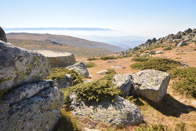 Scenic view of mountains against clear sky