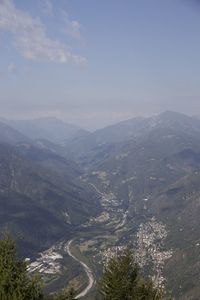 Aerial view of landscape and mountains against sky