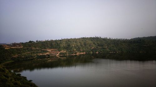Scenic view of lake against clear sky