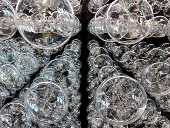 Full frame shot of drinking glass against black background