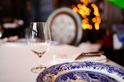 Close-up of beer in glass on table