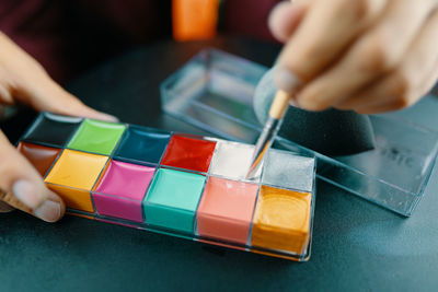 Cropped hands using water color