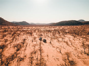 Scenic view of desert against clear sky