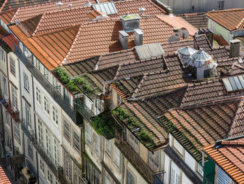 High angle view of buildings in city