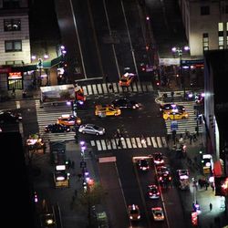 Traffic on city street at night