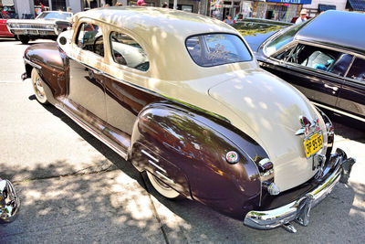 High angle view of cars on street