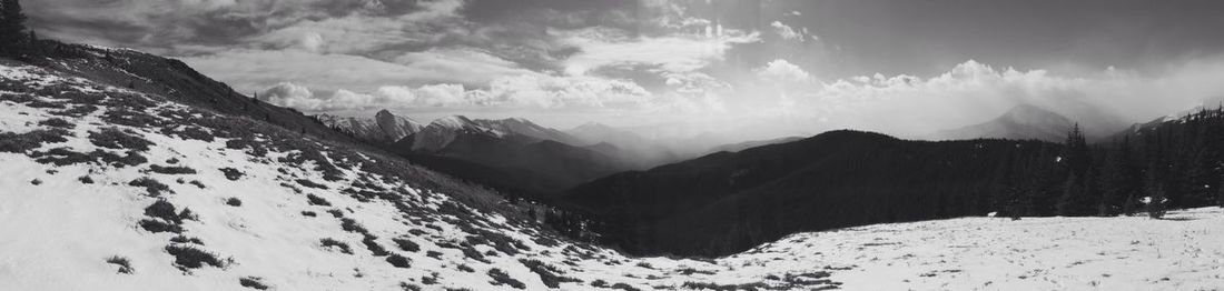 Panoramic view of mountains against sky