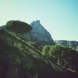 Scenic view of mountains against clear sky