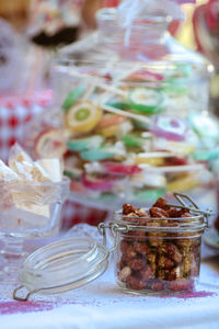 Close-up of candies on table