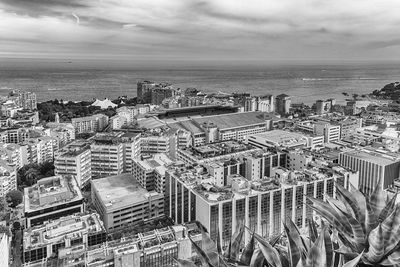 High angle view of cityscape against sky