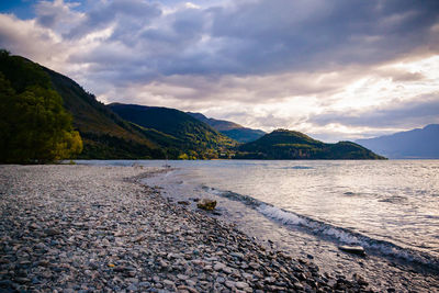 Scenic view of lake against sky