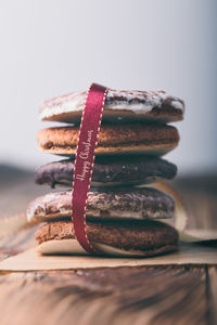 Close-up of cookies on table