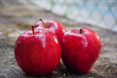 Close-up of apples on table