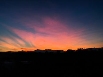 Silhouette landscape against sky during sunset