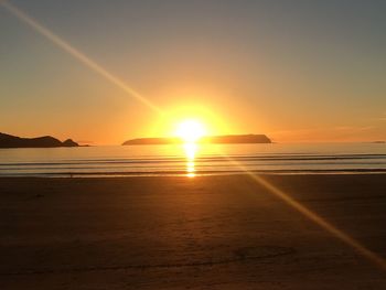 Scenic view of beach during sunset