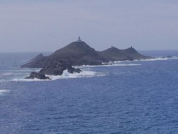 Scenic view of sea against clear sky