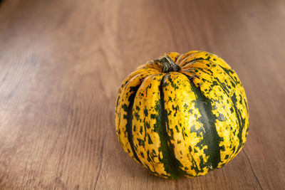 Close-up of pumpkin on table