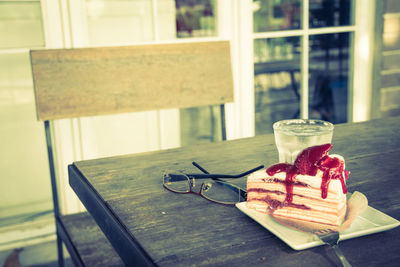 Close-up of ice cream on table