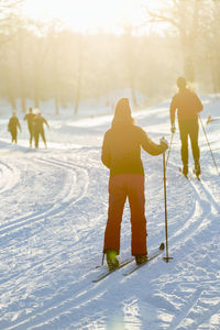 Group of people cross-country skiing