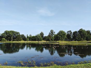 Scenic view of lake against sky