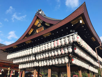 Low angle view of traditional temple against sky in japan