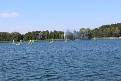 Boats in calm sea