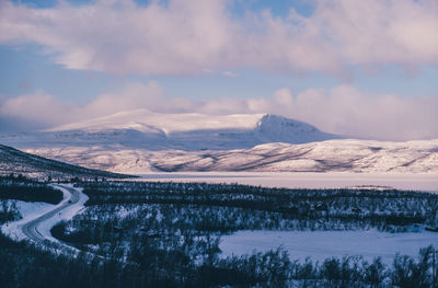 View over the lake of torneträsk, lapland.