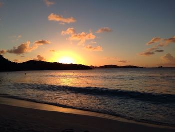 Scenic view of sea at sunset