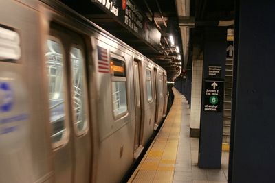 Train at railroad station platform